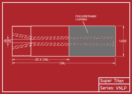 Super Titan Tungsten Carbide Sandblasting Nozzles SERIES VNLP: 1.25" - 11.5 NPSM - VENTURI - POLYURETHANE COATING