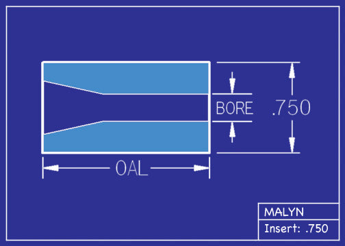 Boron Carbide Sandblasting Nozzle Insert: INSERT 3/4" OD - STRAIGHT BORE